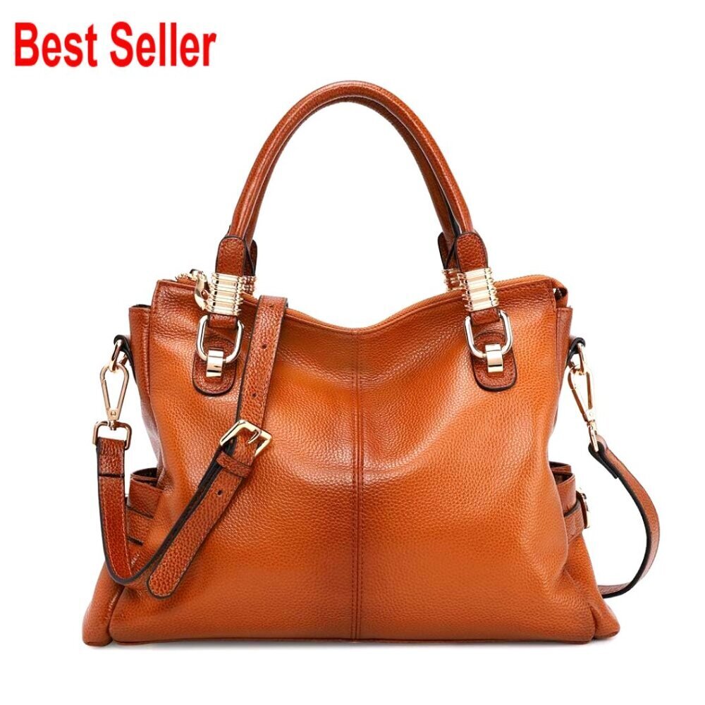 Genuine Leather Satchel Tote Shoulder Bag with Adjustable Strap